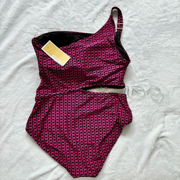 MICHAEL KORS Asymmetric One Shoulder Cutout One-Piece Swimsuit--12 - Picture 2 of 14